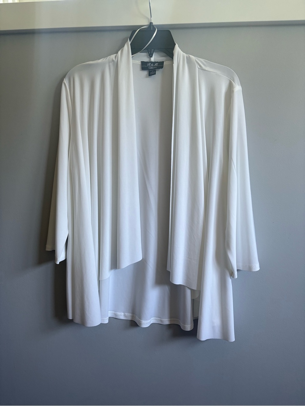White Open-Front Draped Cardigan